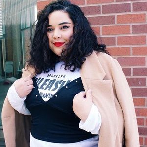 Black cropped cami embellished with pearls